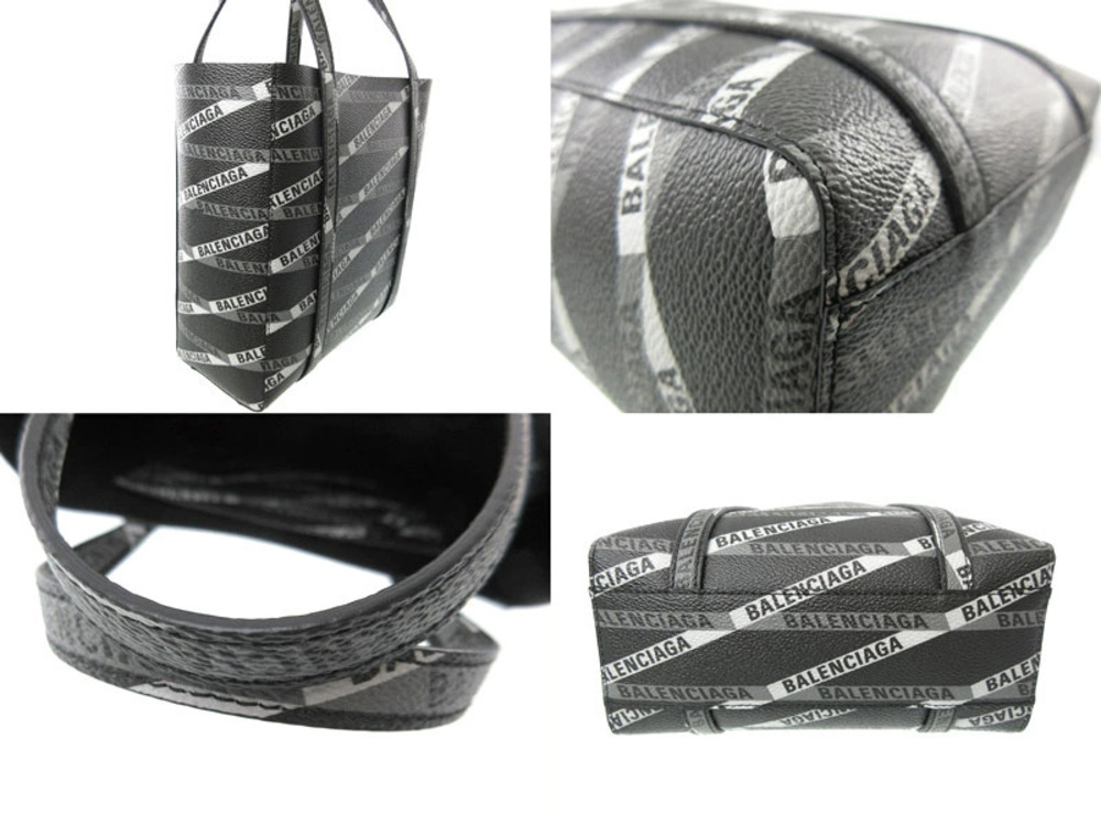 Balenciaga Gray Bag Black Handbag Leather Tote Shoulder